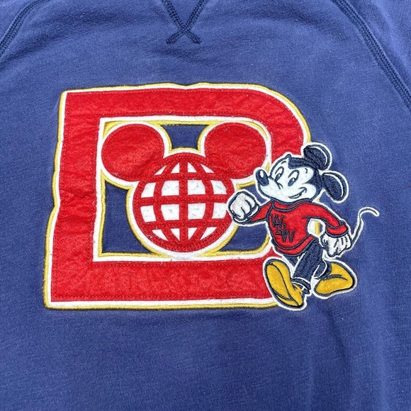VINTAGE Disney Parks Sweater Adult Small Blue Pullover Sweatshirt Crewneck Retro - Picture 5 of 8